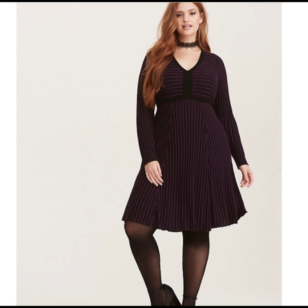 Torrid Black and Purple Sweater Dress